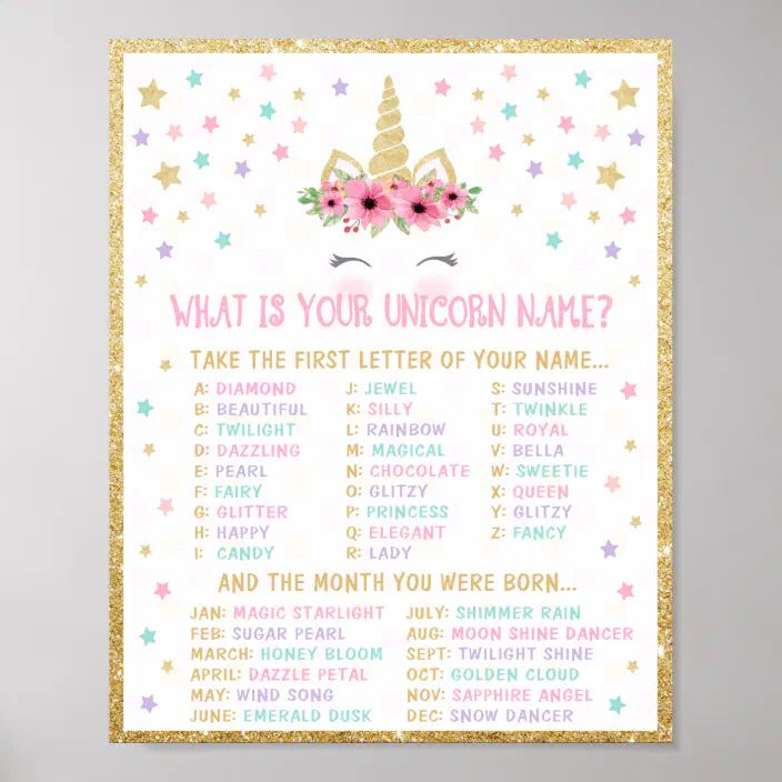 unicorn name game poster zazzle com