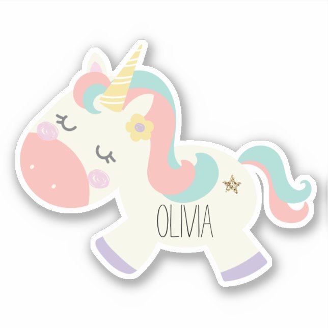 Unicorn Name Sticker pastel (Front)