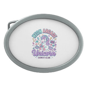 Unicorn Neon Arcade Unicorn Retro Style Product Gr Belt Buckle