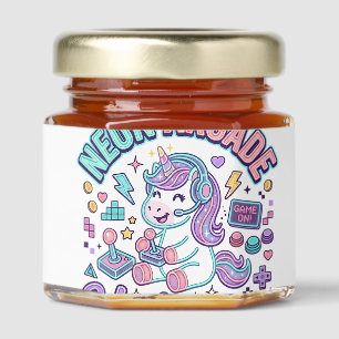 Unicorn Neon Arcade Unicorn Retro Style Product Gr Honey Jar Favors