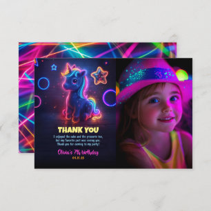 Unicorn Neon Birthday Party Thank You Photo