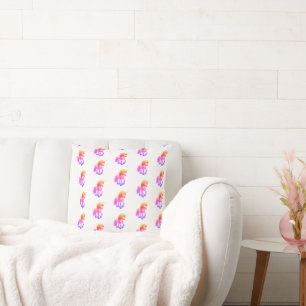 Unicorn Neon Throw Pillow