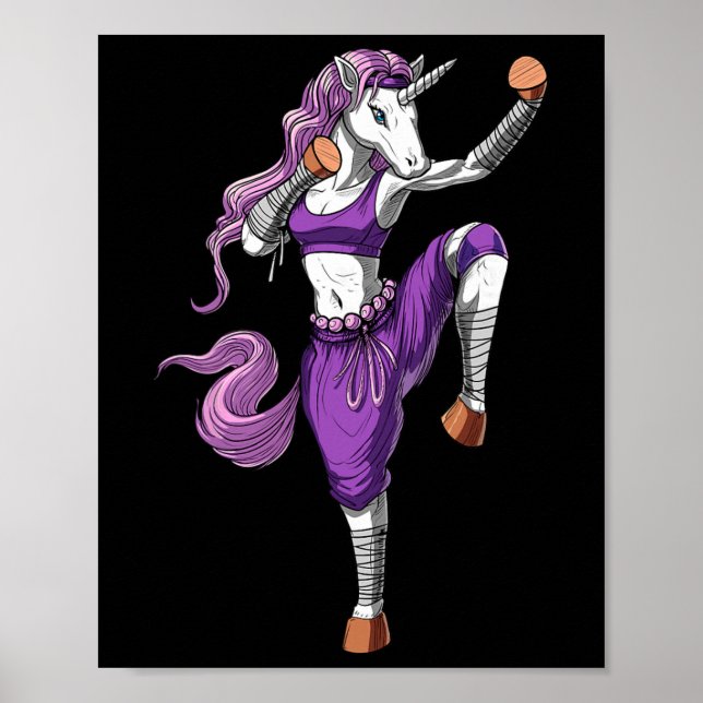 Unicorn Ninja Karate Kickboxing Muay Thai Martial  Poster (Front)