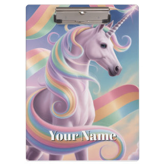 Unicorn Notebook, Magical Rainbow Stars Unicorn Clipboard