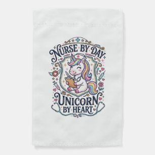 Unicorn Nurse by Day Unicorn by Heart White Backgr Garden Flag