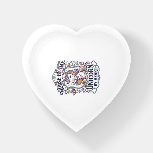 Unicorn Nurse by Day Unicorn by Heart White Backgr Paperweight