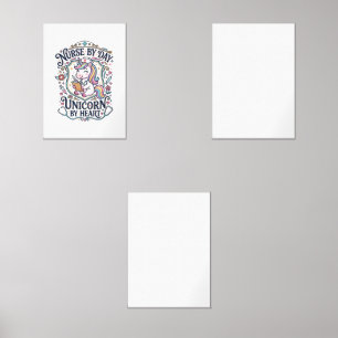 Unicorn Nurse by Day Unicorn by Heart White Backgr Wall Art Sets