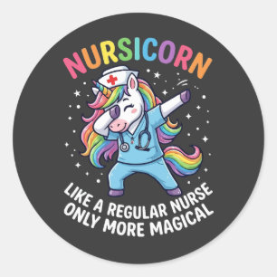Unicorn Nurse Energy Bright and Magical  Classic Round Sticker