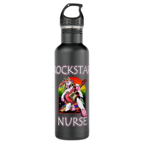 Unicorn Nurse Rockstar Rock Guitar Music Band Nurs Stainless Steel Water Bottle