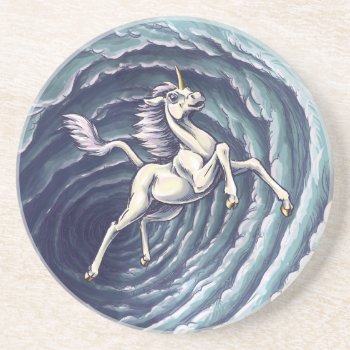 Unicorn Of Air Element Fantasy Art Coaster by critterwings at Zazzle