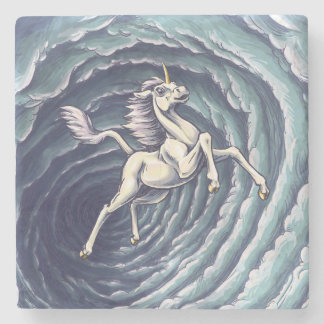 Unicorn of Air Element Fantasy Art Stone Coaster