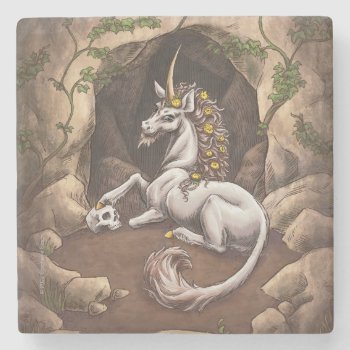 Unicorn Of Earth Element Fantasy Art Stone Coaster by critterwings at Zazzle