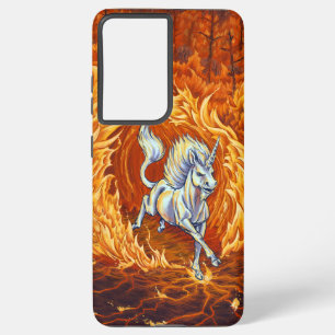 Unicorn of Fire Fantasy Art Samsung Galaxy S21 Ultra Case