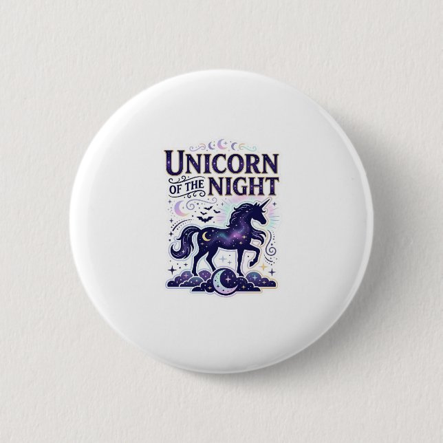 Unicorn of the Night Graphic Design Zazzle Design_ Button (Front)