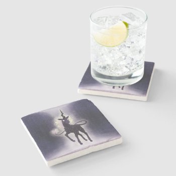 Unicorn Of Void Aether And Space Fantasy Art Stone Coaster by critterwings at Zazzle