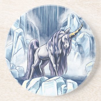 Unicorn Of Water Element Fantasy Art Coaster by critterwings at Zazzle