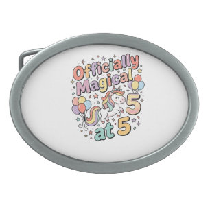 Unicorn Officially Magical at 5 Whimsical White Ba Belt Buckle