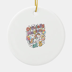 Unicorn Officially Magical at 5 Whimsical White Ba Ceramic Ornament