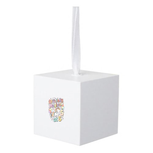 Unicorn Officially Magical at 5 Whimsical White Ba Cube Ornament