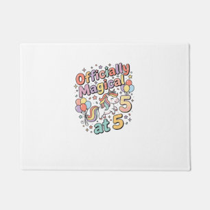 Unicorn Officially Magical at 5 Whimsical White Ba Doormat
