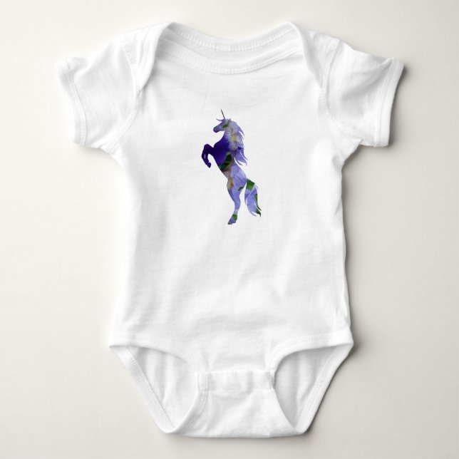 Unicorn  Old Scooter Baby Jersey Bodysuit, White Bodysuit (Front)