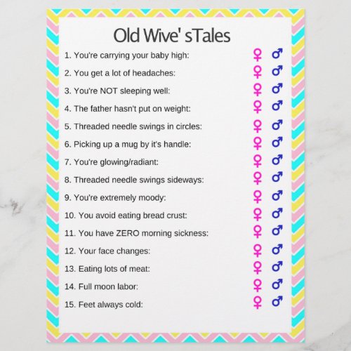 Unicorn Old Wives Tales Baby Shower Game