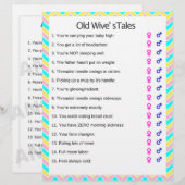 Unicorn Old Wive's Tales Baby Shower Game (Front/Back)