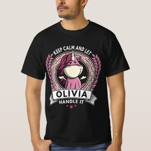 Unicorn Olivia Name _ Girls Women Personalized Uni T_Shirt