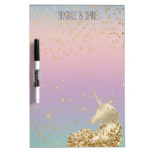 Unicorn Ombre Gold Confetti Glitter Heart