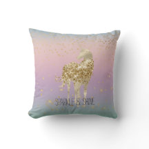 Unicorn Ombre Gold Confetti Glitter Heart