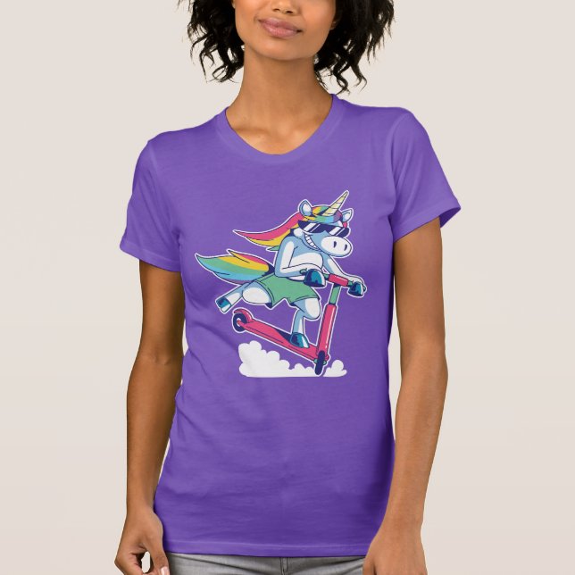 Unicorn on a Scooter T-Shirt (Front)