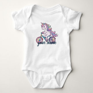 Unicorn on bike baby bodysuit