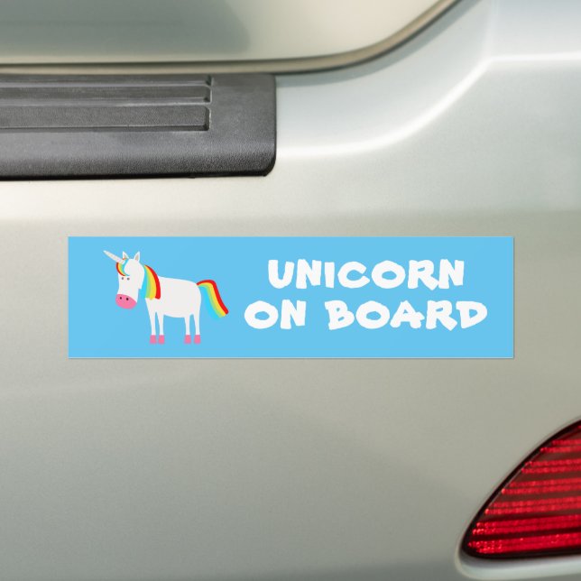 Unicorn on board bumper sticker (On Car)