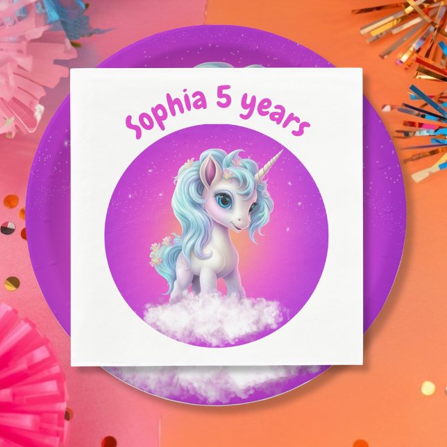 Unicorn on cloud with pink vibrant sky napkins (Creator Uploaded)