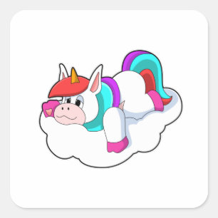 Unicorn on Clouds Square Sticker