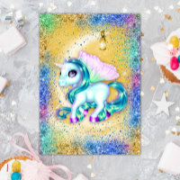 Unicorn on Moon Yellow Birthday