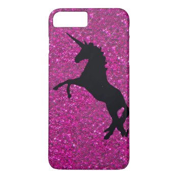 Unicorn On Pink Glitter Iphone 8 Plus/7 Plus Case by MehrFarbeImLeben at Zazzle