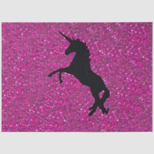 unicorn on pink glitter tissue paper