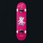 Unicorn on skateboard for kids<br><div class="desc">Unicorn on skateboard with personalised captions Unicorn Personalized Skateboard CLICK on PERSONALIZE TEMPLATE OPTION AND ENTER the NAME. you can also custom other captions. Cool skateboard designed with vivid colours and for the background and a funky unicorn riding a skateboard. This Skateboard makes a great gift idea for a unicorn...</div>