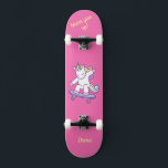Unicorn on skateboard for kids<br><div class="desc">Unicorn on skateboard with personalised captions Unicorn Personalized Skateboard CLICK on PERSONALIZE TEMPLATE OPTION AND ENTER the NAME. you can also custom other captions. Cool skateboard designed with vivid colours and for the background and a funky unicorn riding a skateboard. This Skateboard makes a great gift idea for a unicorn...</div>