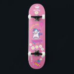 Unicorn on skateboard with personalized captions<br><div class="desc">Unicorn on skateboard with personalized captions Unicorn Personalized Skateboard CLICK on PERSONALIZE TEMPLATE OPTION AND ENTER the NAME. you can also custom other captions. Cool skateboard designed with vivid colors and for the background and a funky unicorn riding a skateboard. This Skateboard makes a great gift idea for a unicorn...</div>