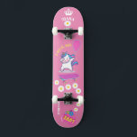 Unicorn on skateboard with personalized captions<br><div class="desc">Unicorn on skateboard with personalized captions Unicorn Personalized Skateboard CLICK on PERSONALIZE TEMPLATE OPTION AND ENTER the NAME. you can also custom other captions. Cool skateboard designed with vivid colors and for the background and a funky unicorn riding a skateboard. This Skateboard makes a great gift idea for a unicorn...</div>