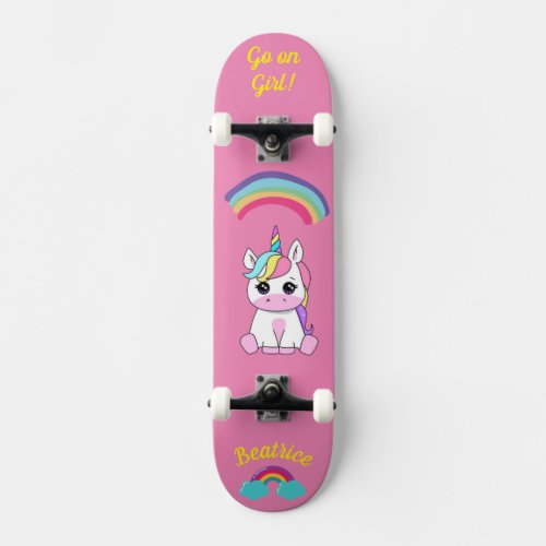 Unicorn on skateboard with personalized captions