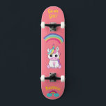 Unicorn on skateboard with personalized captions<br><div class="desc">Unicorn on skateboard with personalized captions Unicorn Personalized Skateboard CLICK on PERSONALIZE TEMPLATE OPTION AND ENTER the NAME. you can also custom other caption. Cool skateboard designed with vivid colors and for the background and a funky unicorn riding a skateboard. This Skateboard makes a great gift idea for a unicorn...</div>