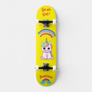 Unicorn on skateboard with personalized captions