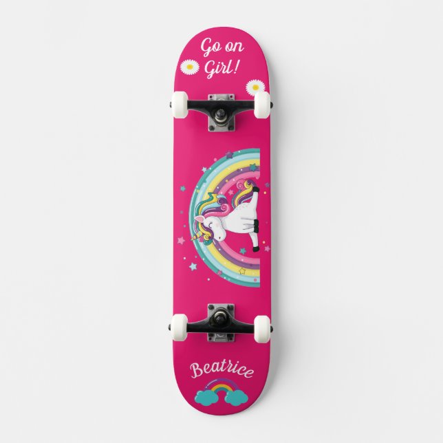 Unicorn on skateboard with personalized captions (Front)