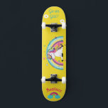 Unicorn on skateboard with personalized captions<br><div class="desc">Unicorn on skateboard with personalized captions Unicorn Personalized Skateboard CLICK on PERSONALIZE TEMPLATE OPTION AND ENTER the NAME. you can also custom other caption. Cool skateboard designed with vivid colors and for the background and a funky unicorn riding a skateboard. This Skateboard makes a great gift idea for a unicorn...</div>