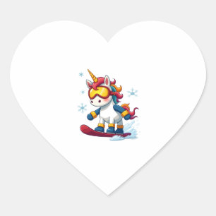 Unicorn on Snowboard - Funny Ski and Wintersports  Heart Sticker