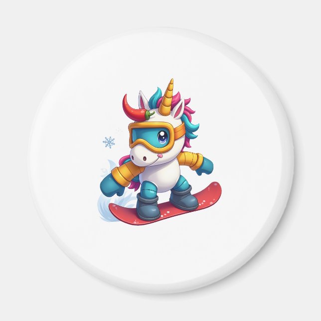 Unicorn on Snowboard - Funny Ski and Wintersports  Magnet (Front)