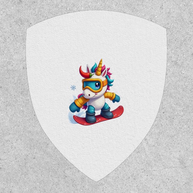Unicorn on Snowboard - Funny Ski and Wintersports  Patch (Front)